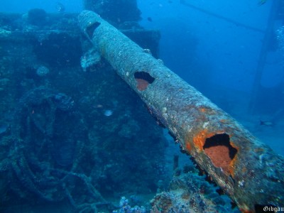 rongé par le sel, l'eau  et  le temps;